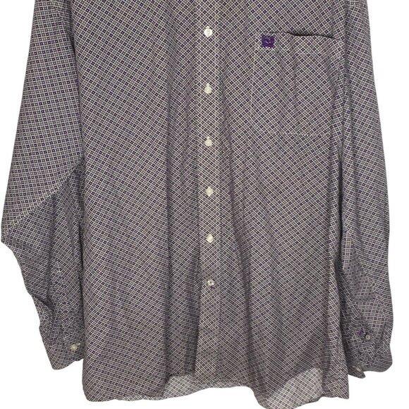 Cinch Mens LS Button Up Dress Shirt Purple White Diamond Sz XXL Western Rodeo - Picture 2 of 10